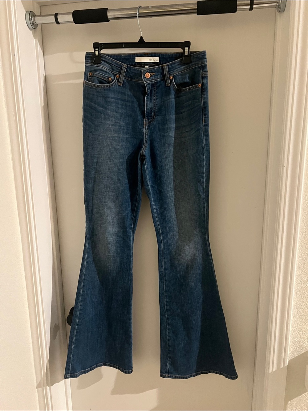 Ella Moss Dark Blue Flare Jeans - Mid-Rise Wide Leg